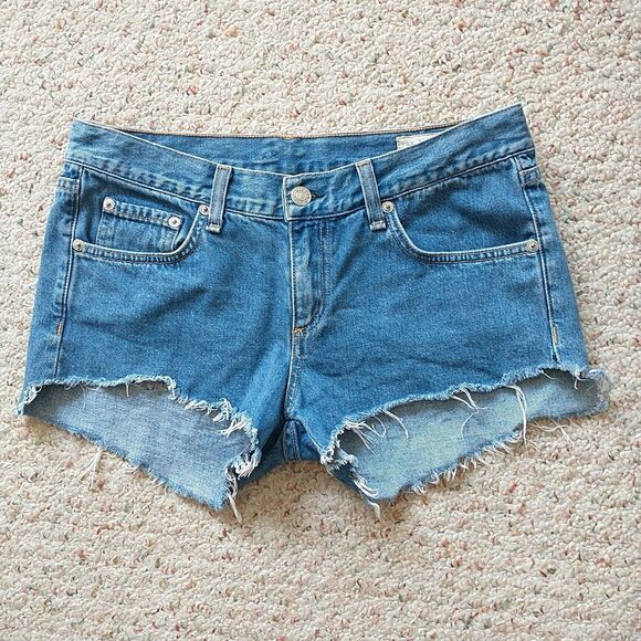 Rag & Bone Denim Jeans Shorts Women 25 Blue Denim Distressed Cut Off Low Rise - Picture 1 of 11
